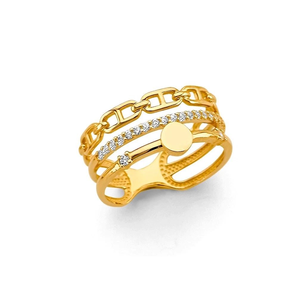 NEW 14K YELLOW GOLD 3 LINE FANCY RING (1 of 2)