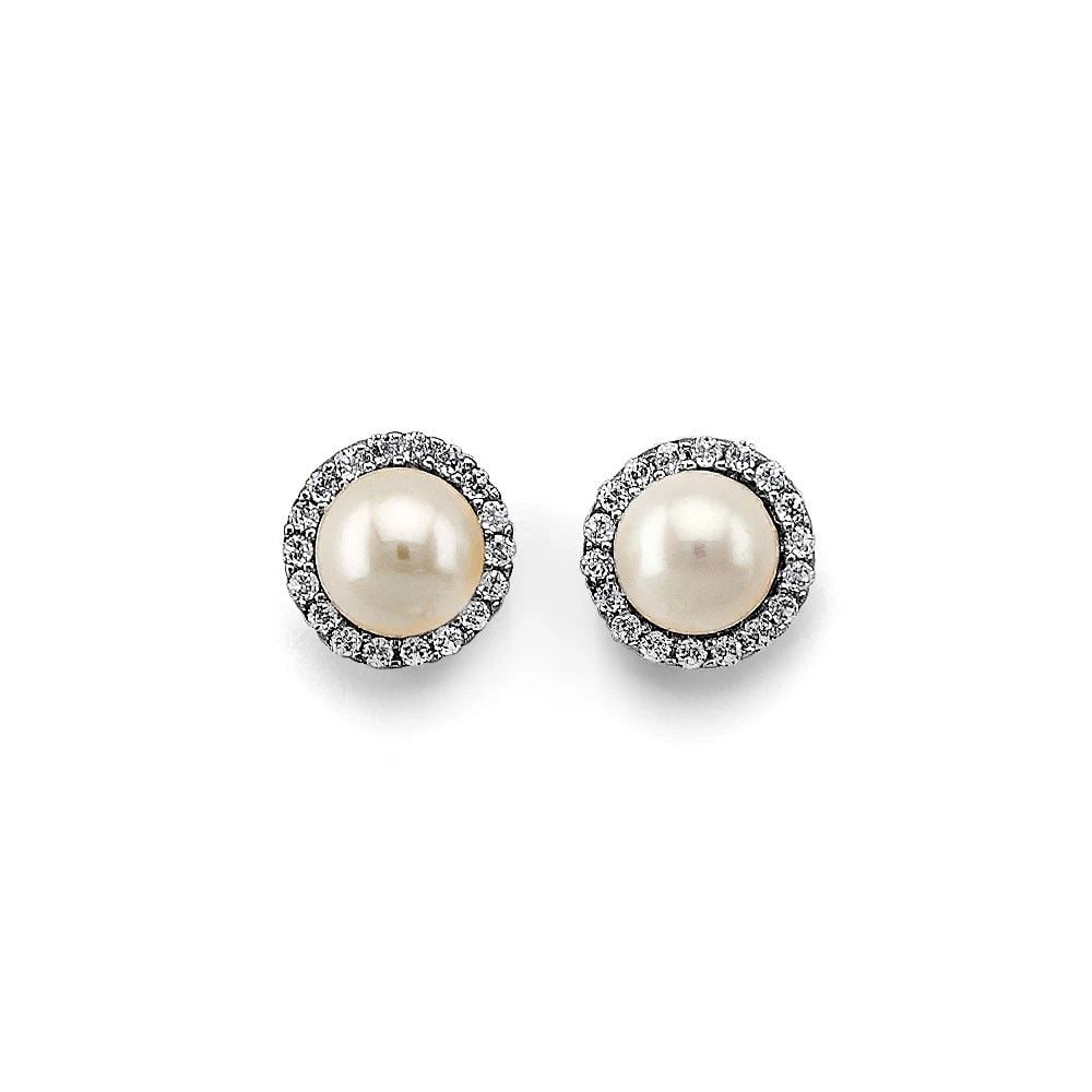 NEW 14K WHITE GOLD PEARL EARRINGS: NEW 14K WHITE GOLD PEARL EARRINGS PEARL EARRINGS NEW 14K WHITE GOLD Height : 8 mm Width : 8 mm Weight : 2g