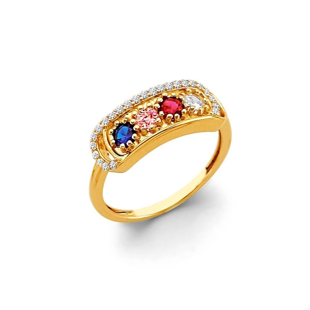 NEW 14K YELLOW GOLD 4 STONE MONTH RING -SIZE 7 (1 of 2)