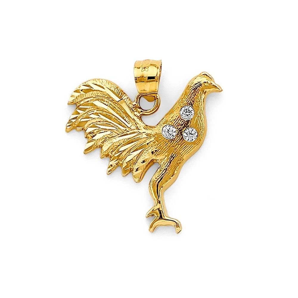 NEW 14K TWO TONE GOLD ROOSTER PENDANT (1 of 2)