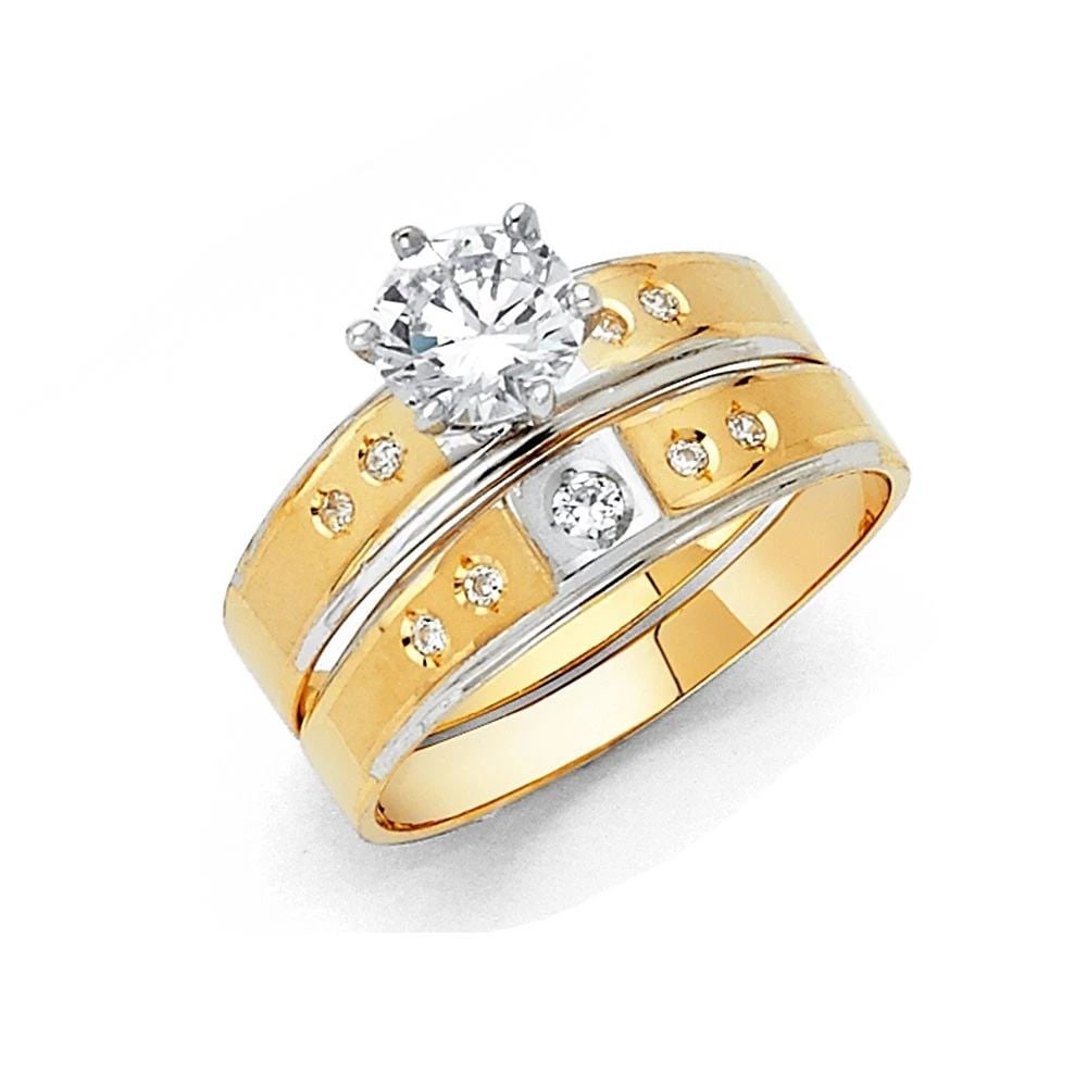 NEW 14K TWO TONE GOLD ENGAGEMENT RING: NEW 14K TWO TONE GOLD ENGAGEMENT RING ENGAGEMENT RING NEW 14K TWO TONE GOLD WIDTH: 3 mm Average Apx. WEIGHT: 2.6g