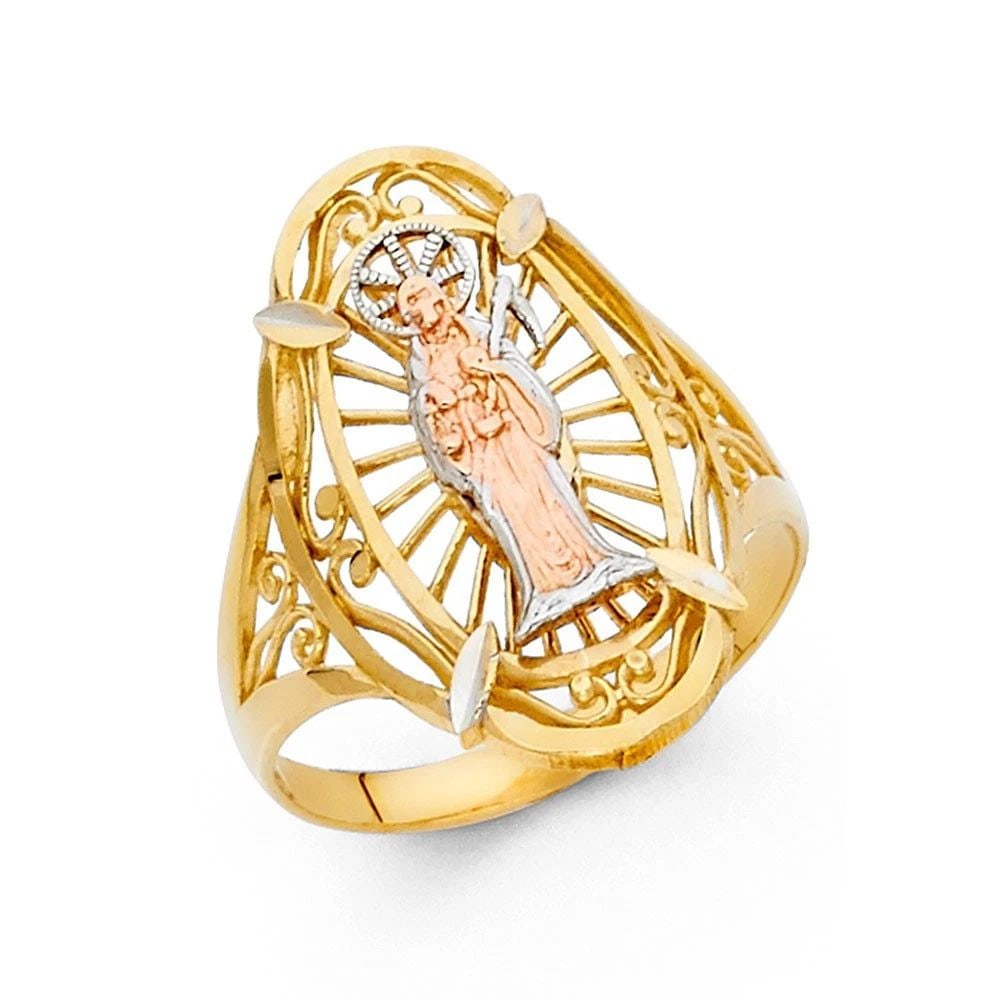 NEW 14K TRI COLOR GOLD FANCY RING - SIZE 7: NEW 14K TRI COLOR GOLD FANCY RING FANCY RING NEW 14K TRI COLOR GOLD WIDTH : 20 mm Average Apx WEIGHT : 2.6g