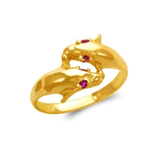 NEW 14K YELLOW GOLD LADIES DOLPHIN FASHION RING (1 of 2)