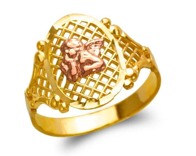 NEW 14K TWO TONE GOLD LADIES ANCHOR FILIGREE RING (1 of 2)