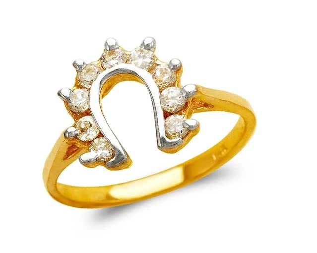 NEW 14K TWO TONE GOLD LADIES HORSESHOE FASHION RING (1 of 2)