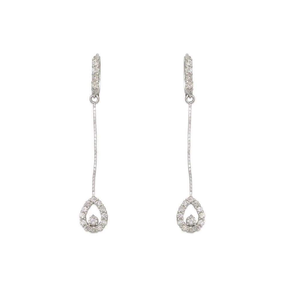 NEW 14K WHITE GOLD FANCY TEARDROP EARRINGS (1 of 2)