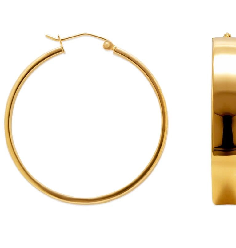 NEW 14K YELLOW GOLD 6MM RECTANGULAR TUBE HOOP EARRINGS (1 of 2)