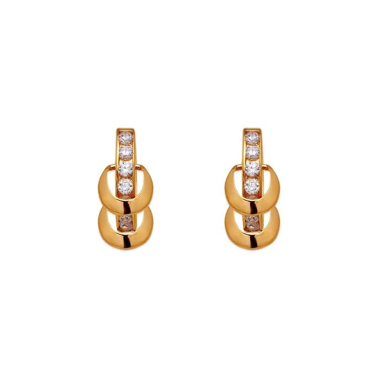 NEW 14K YELLOW GOLD DOUBLE LOOP HUGGIE EARRINGS: NEW 14K YELLOW GOLD DOUBLE LOOP HUGGIE EARRINGSDOUBLE LOOP HUGGIE EARRINGSNEW 14KYELLOW GOLDWidth: Approx. 7x14mmApx WEIGHT: 2.6g