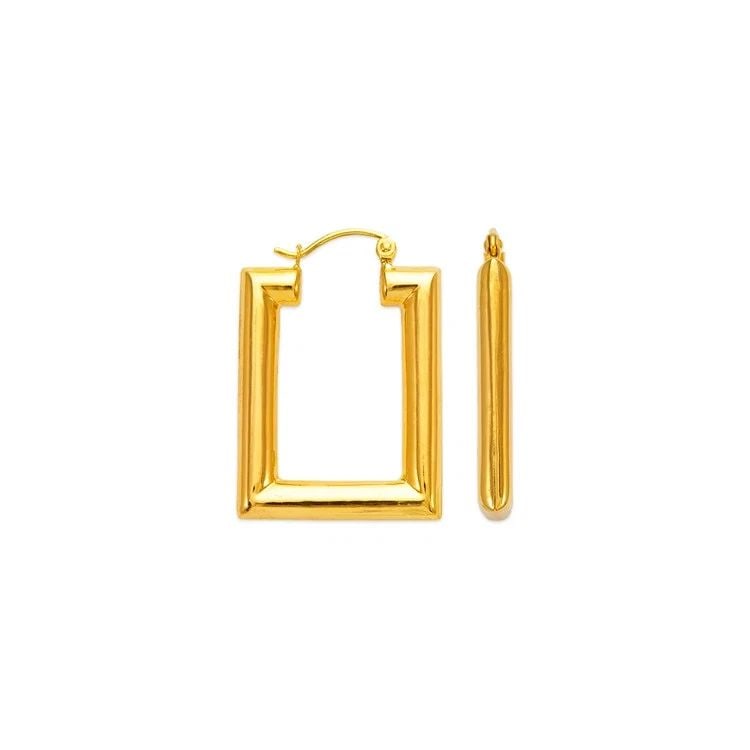 NEW 14K YELLOW GOLD HOLLOW SHRIMP HOOP EARRINGS (1 of 2)