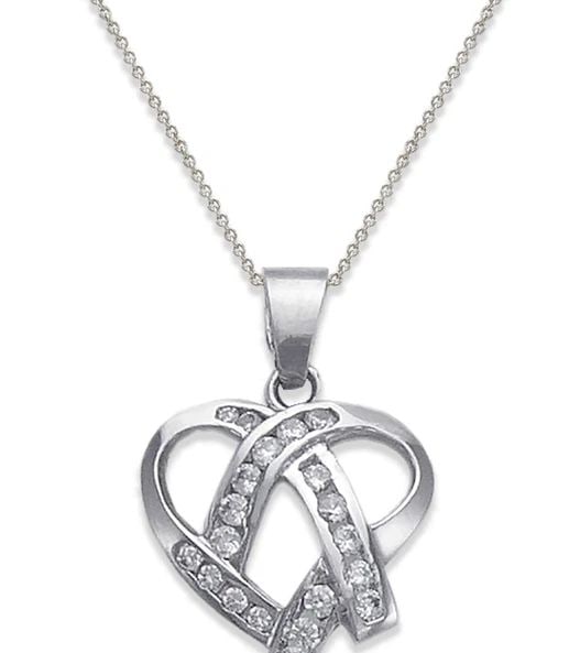 NEW 14K WHITE GOLD HEART PENDANT: NEW 14K WHITE GOLD HEART PENDANTHEART PENDANTNEW 14KWHITE GOLDApx. WIDTH: 17x16mmApx WEIGHT: 2.6g