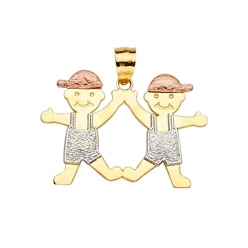 NEW 14K TRI COLOR GOLD BOY-BOY PENDANT (1 of 2)
