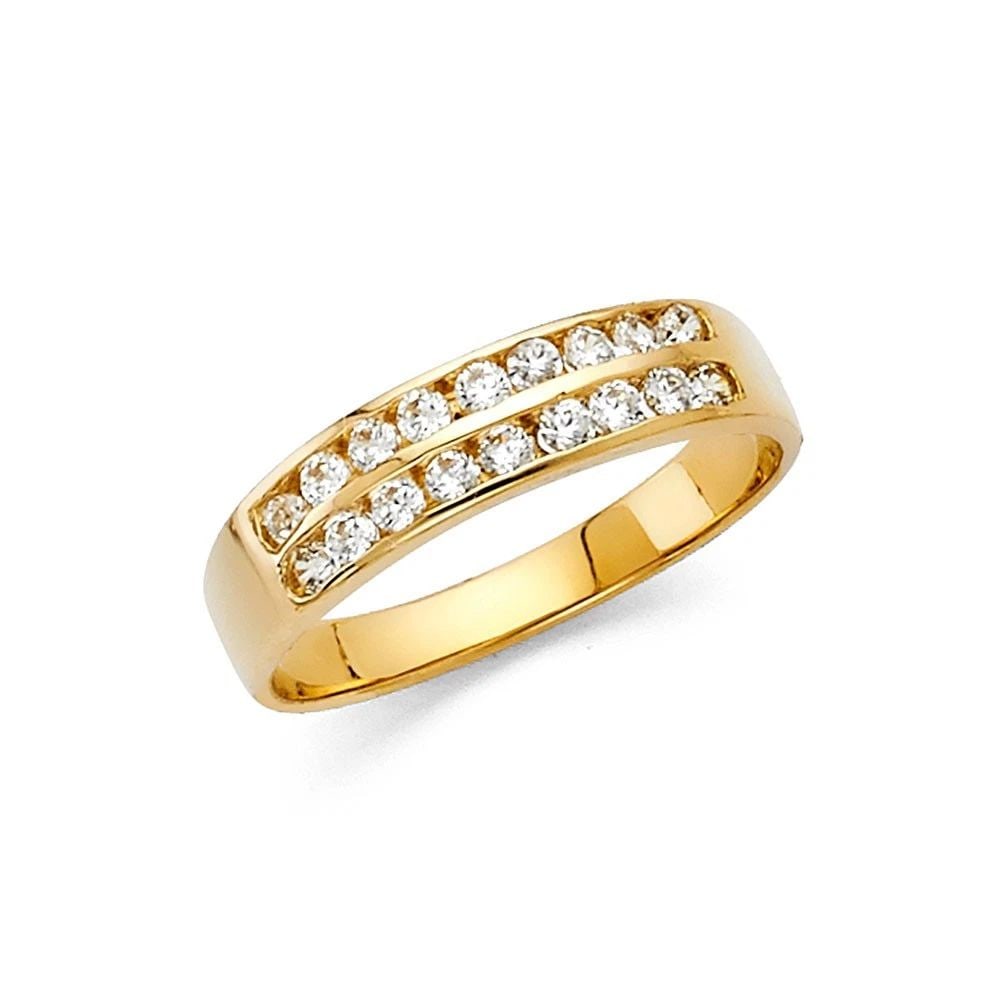 NEW 14K YELLOW GOLD 2 ROW BAND (1 of 2)