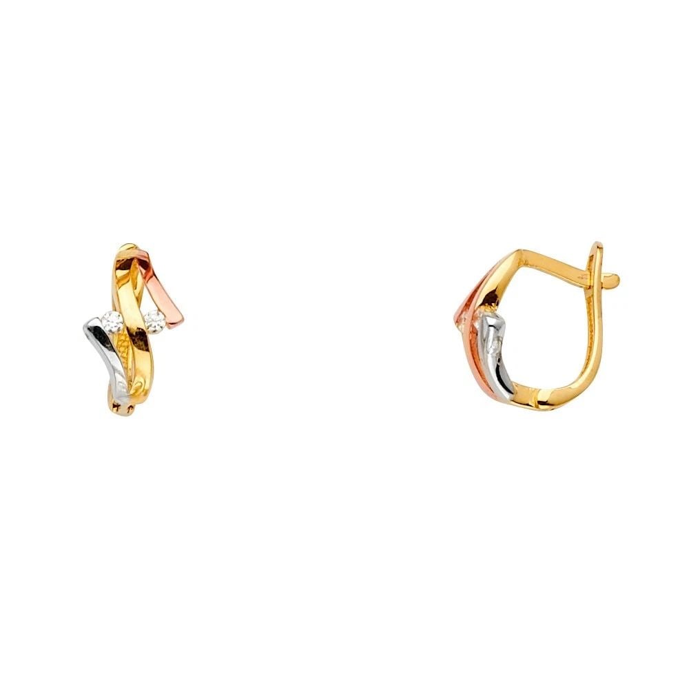 NEW 14K TRI COLOR GOLD FANCY EARRINGS (1 of 2)
