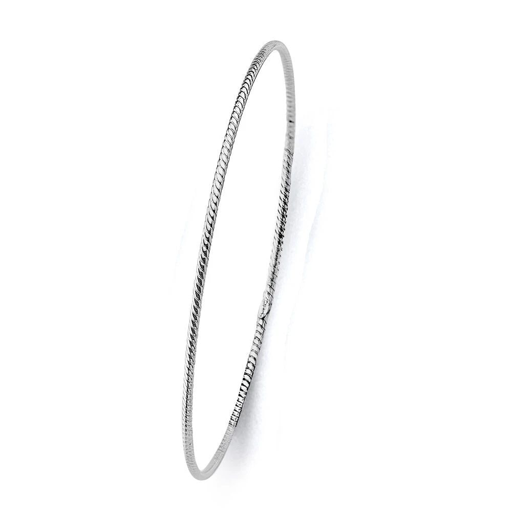NEW 14K WHITE GOLD 1.5mm LIGHT BRAIDED TWIST BANGLE (1 of 2)