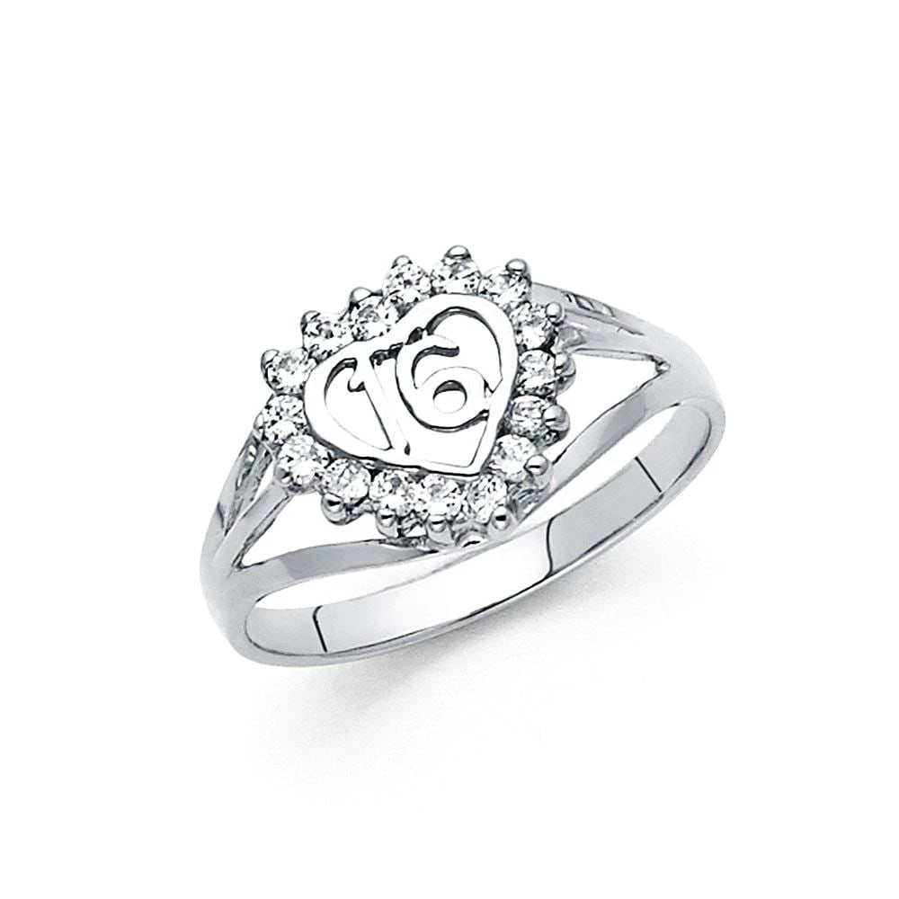 NEW 14K WHITE GOLD 16 YEARS RING (1 of 2)