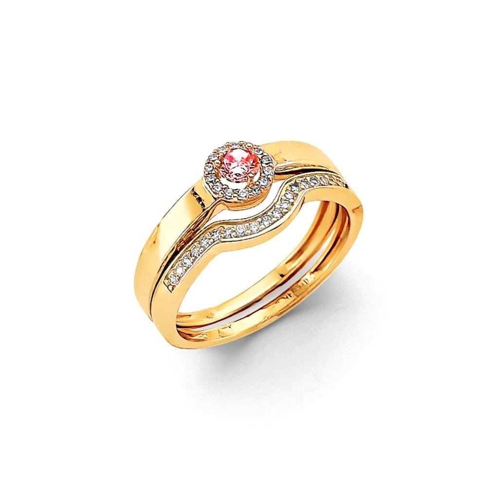 NEW 14K YELLOW GOLD DUO SET RING - SIZE 7 (1 of 2)