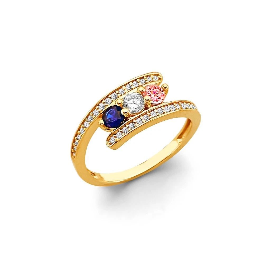 NEW 14K YELLOW GOLD 3 STONE MONTH RING (1 of 2)