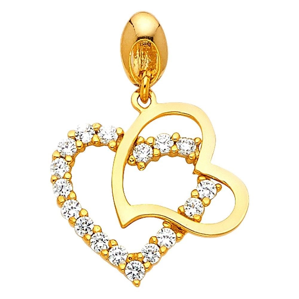 NEW 14K YELLOW GOLD DOUBLE HEART PENDANT: NEW 14K TWO TONE GOLD LIZAROUND PENDANTLIZAROUND PENDANTNEW 14KTWO TONE GOLDHeight : 30 mmWidth : 25 mmApx. WEIGHT : 2.5g