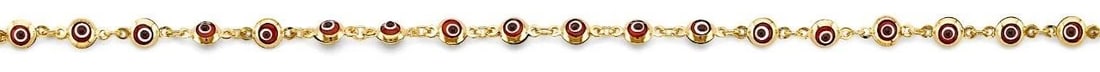 NEW 14K YELLOW GOLD RED EVIL EYE BRACELET: NEW 14K YELLOW GOLD RED EVIL EYE BRACELETRED EVIL EYE BRACELETNEW 14KYELLOW GOLDLENGTH - 7inApx WEIGHT - 2.5g