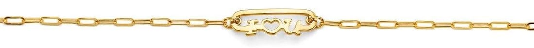 NEW 14K YELLOW GOLD I LOVE U CENTER ID BRACELET (1 of 2)