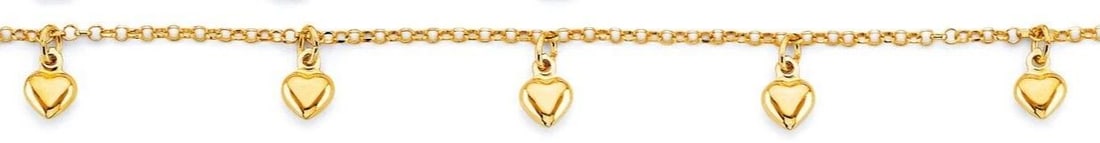 NEW 14K YELLOW GOLD HEART CHARM BABY BRACELET (1 of 2)