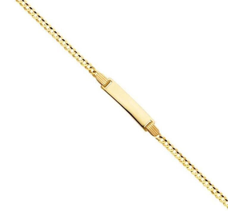 NEW 14K YELLOW GOLD CURB BABY ID BRACELET (1 of 2)