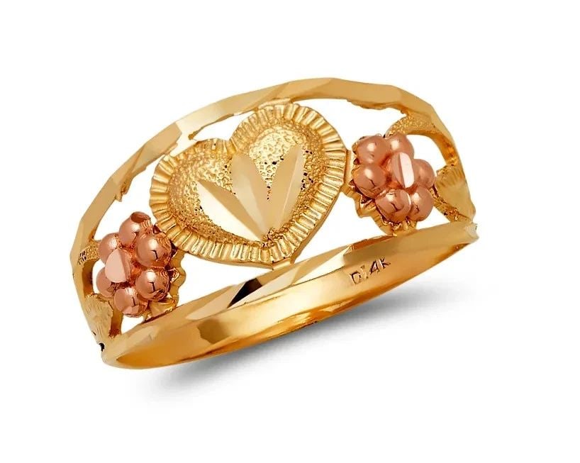 NEW 14K TWO TONE GOLD LADIES HEART FILIGREE RING: NEW 14K TWO TONE GOLD LADIES HEART FILIGREE RINGLADIES HEART FILIGREE RINGNEW 14KTWO TONE GOLDApx. WIDTH: 9mmApx. WEIGHT: 2.5g