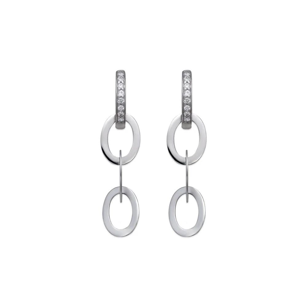 NEW 14K WHITE GOLD FANCY LINKED EARRINGS: NEW 14K WHITE GOLD FANCY LINKED EARRINGSFANCY LINKED EARRINGSNEW 14KWHITE GOLDWidth: Approx. 12x33mmApx WEIGHT: 2.5g