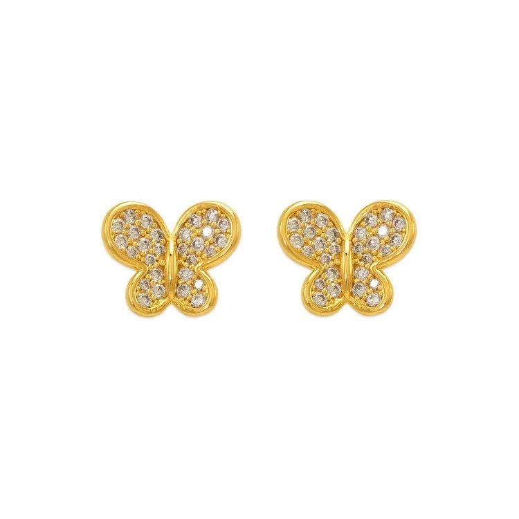 NEW 14K YELLOW GOLD FANCY BUTTERFLY STUD EARRINGS: NEW 14K YELLOW GOLD FANCY BUTTERFLY STUD EARRINGSFANCY BUTTERFLY STUD EARRINGSNEW 14KYELLOW GOLDWidth: Approx. 12x10mmApx WEIGHT: 2.5g
