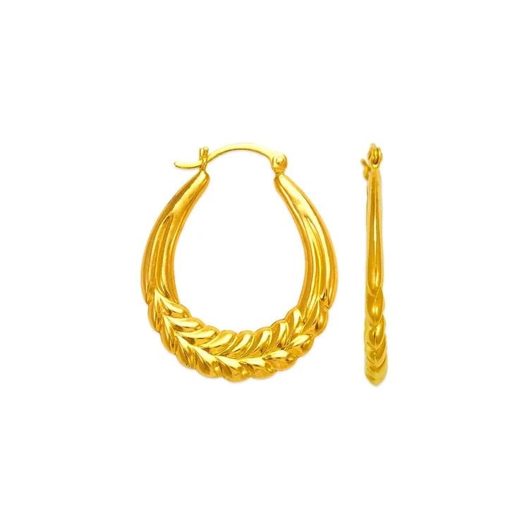 NEW 14K YELLOW GOLD HOLLOW SHRIMP HOOP EARRINGS (1 of 2)
