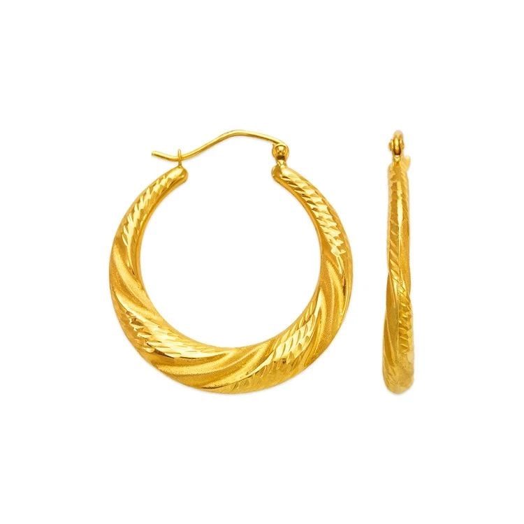 NEW 14K YELLOW GOLD HOLLOW SHRIMP HOOP EARRINGS (1 of 2)