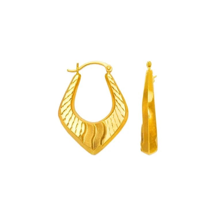 NEW 14K YELLOW GOLD HOLLOW SHRIMP HOOP EARRINGS (1 of 2)