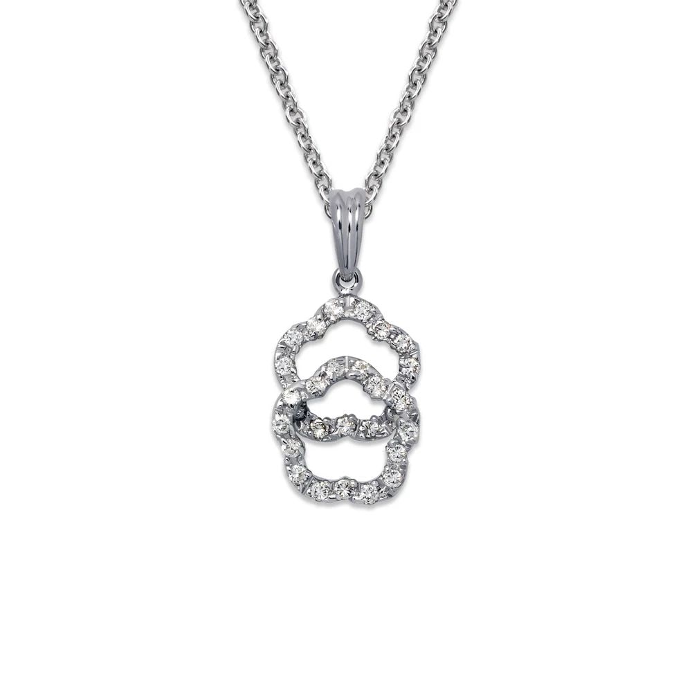 NEW 14K WHITE GOLD LAYERED FLOWER PENDANT (1 of 2)
