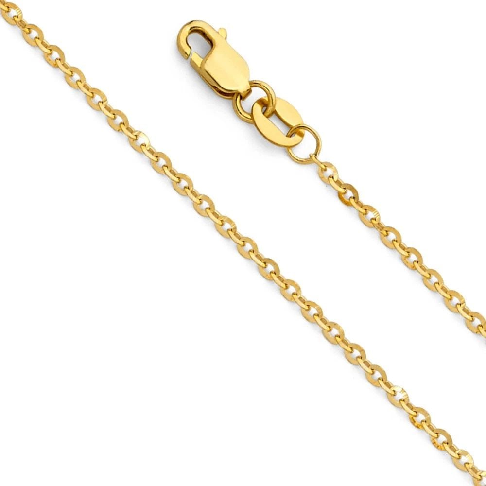 NEW 14K YELLOW GOLD 1.6MM SIDE CUT OVAL ROLO CHAIN (1 of 2)
