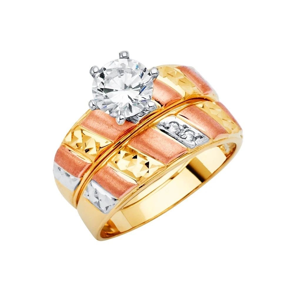 NEW 14K TRI COLOR GOLD LADIES WEDDING BAND/TRIO SET: NEW 14K TRI COLOR GOLD LADIES WEDDING BAND/TRIO SETLADIES WEDDING BAND/TRIO SETNEW 14KTRI COLOR GOLDWIDTH :Average Apx WEIGHT : 2.5g