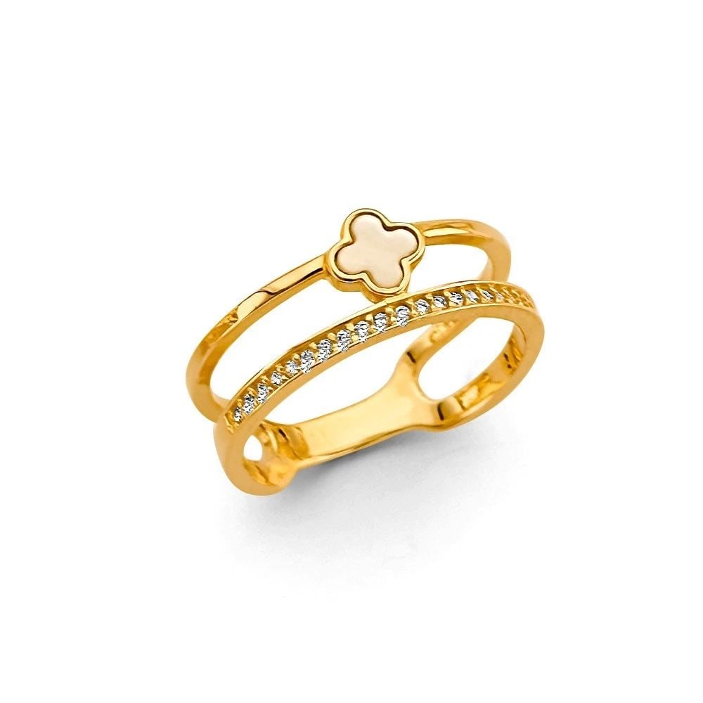 NEW 14K YELLOW GOLD 2 LINE FANCY RING -SIZE 7 (1 of 2)