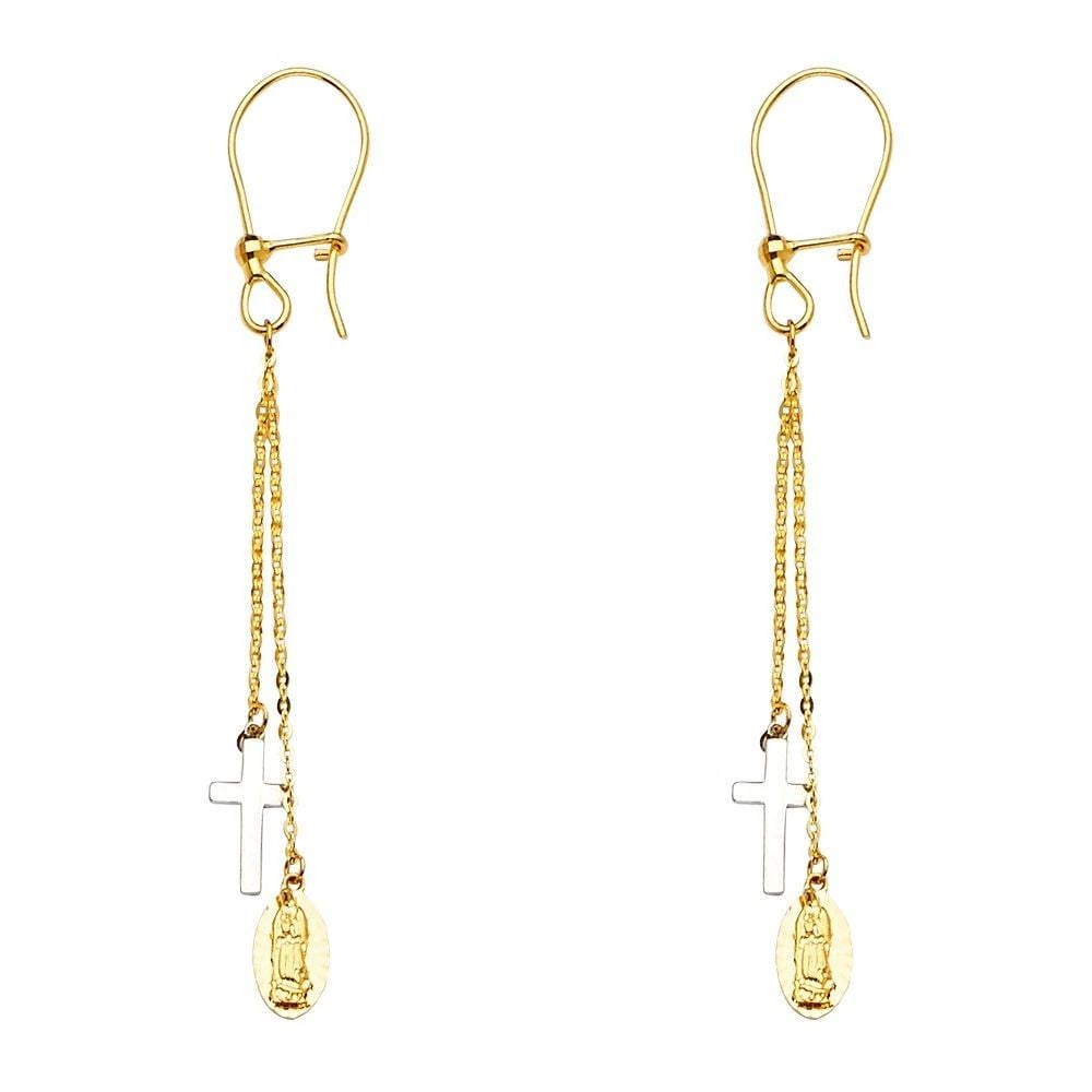 NEW 14K TRI COLOR GOLD HANGING EARRINGS: NEW 14K TRI COLOR GOLD HANGING EARRINGSHANGING EARRINGSNEW 14KTRI COLOR GOLDHEIGHT - 48 mmWIDTH - 5 mmApx WEIGHT - 1.9 g