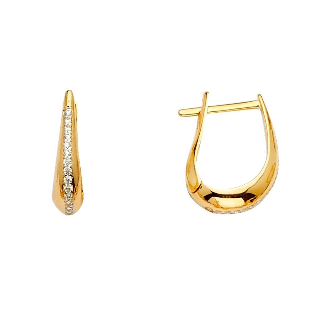 NEW 14K YELLOW GOLD CHANNEL TEAR DROP EARRINGS (1 of 2)