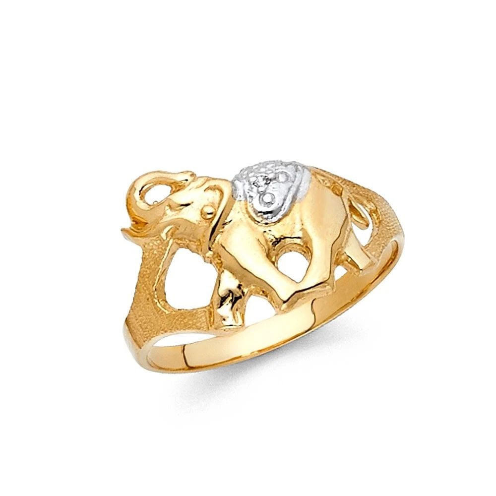 NEW 14K TWO TONE GOLD FANCY ELEPHANT RING - SIZE 7 (1 of 2)