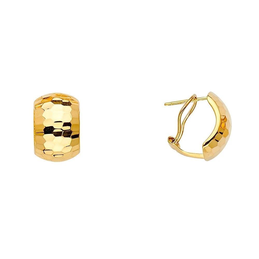 NEW 14K YELLOW GOLD HALF HUGGIES EARRINGS (1 of 2)