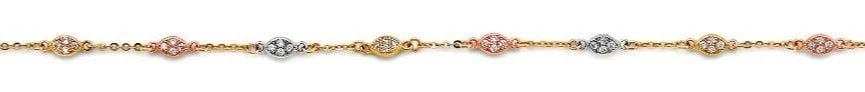 NEW 14K TRI COLOR GOLD LIGHT ANKLET: NEW 14K TRI COLOR GOLD LIGHT ANKLETLIGHT ANKLETNEW 14KC ZTRI COLOR GOLDLENGTH - 9inApx WEIGHT - 1.8g