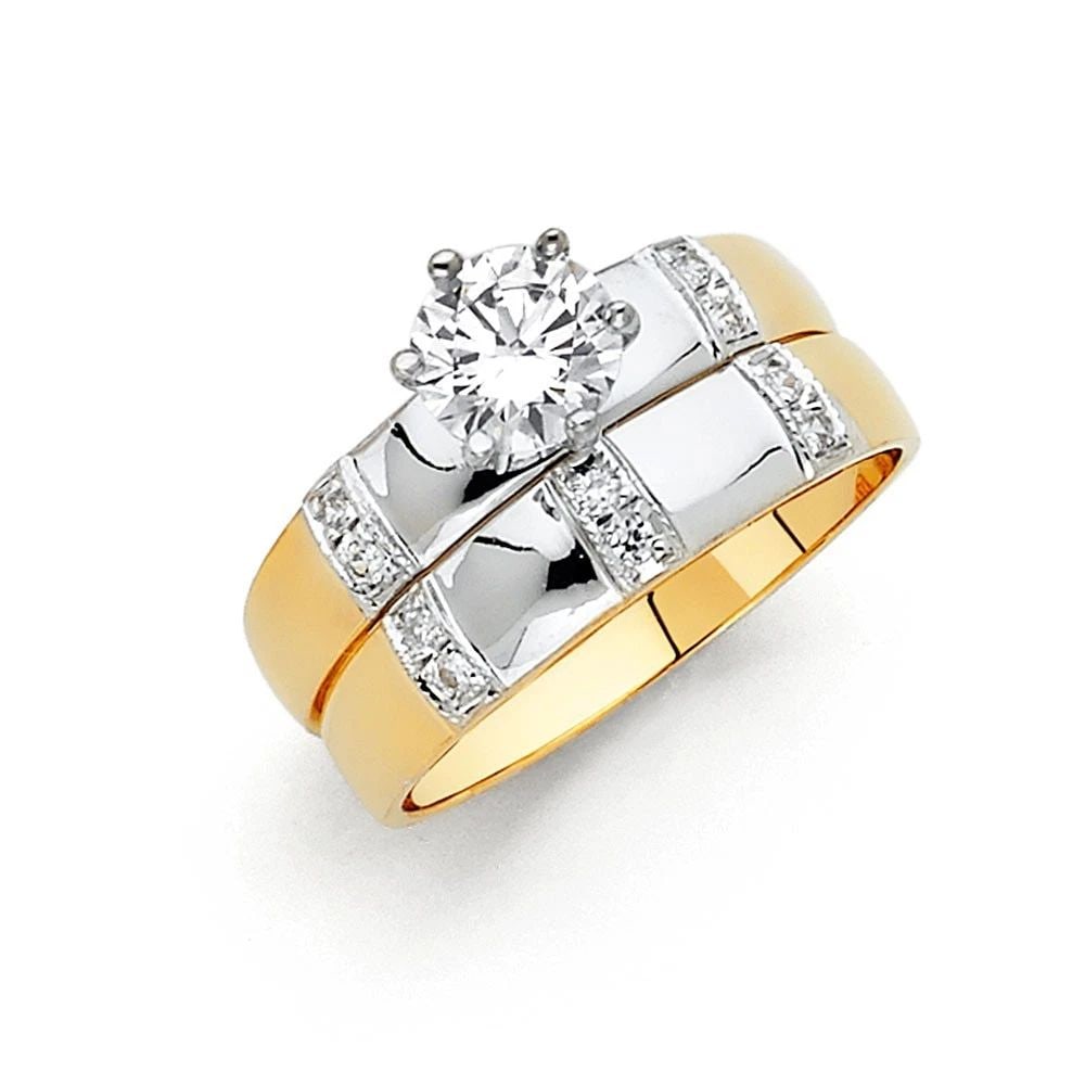 NEW 14K TWO TONE GOLD ENGAGEMENT RING: NEW 14K TWO TONE GOLD ENGAGEMENT RINGENGAGEMENT RINGNEW 14KTWO TONE GOLDWIDTH: 4 mmAverage Apx. WEIGHT: 2.5g