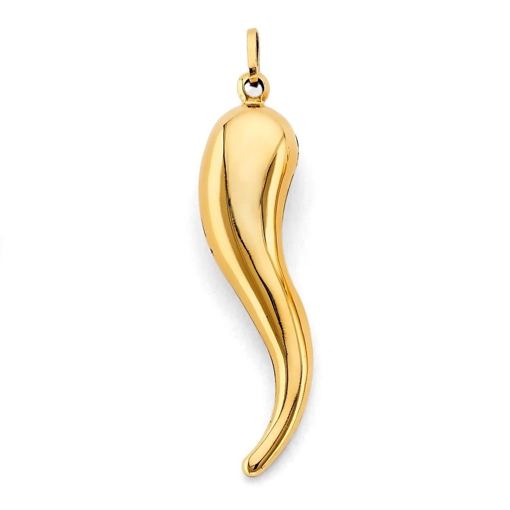 NEW 14K YELLOW GOLD BIG HORN PENDANT: NEW 14K YELLOW GOLD BIG HORN PENDANTBIG HORN PENDANTNEW 14KYELLOW GOLDHeight : 55 mmWidth : 13 mmApx. WEIGHT : 2.4g