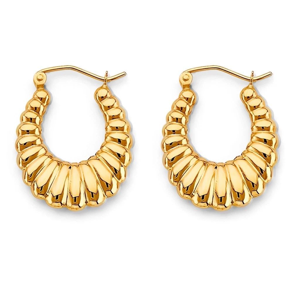 NEW 14K YELLOW GOLD SHINY HOLLOW HOOP EARRINGS: NEW 14K YELLOW GOLD SHINY HOLLOW HOOP EARRINGSSHINY HOLLOW HOOP EARRINGSNEW 14K YELLOW GOLDHEIGHT - 23 mmWIDTH - 18 mmApx WEIGHT - 1.8 g