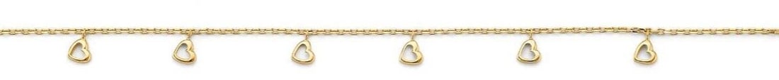 NEW 14K YELLOW GOLD HEART CHARM LIGHT BRACELET (7+1) (1 of 2)