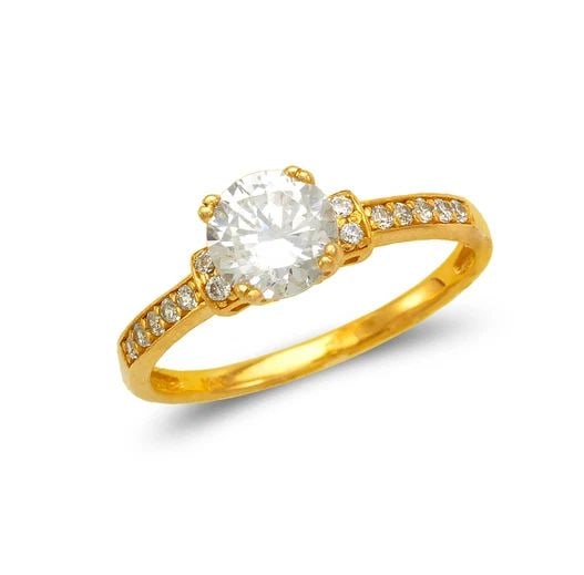 NEW 14K YELLOW GOLD LADIES FANCY SOLITAIRE RING: NEW 14K YELLOW GOLD LADIES FANCY SOLITAIRE RINGLADIES FANCY SOLITAIRE RINGNEW 14KYELLOW GOLDApx. SIZE: 3mmApx. WEIGHT: 2.4g