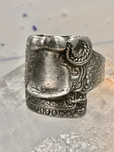 SADDLE RING SOUTHWEST BAND COWGIRL COWBOY SIZE 10 STERLING SILVER WOMEN GIRLS (1 of 2)