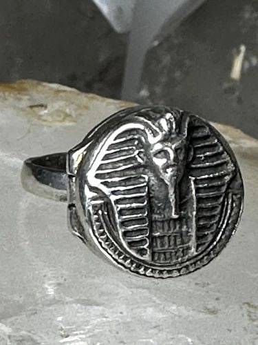 POISON RING PHARAOH BAND EGYPTIAN THEME SIZE 7 STERLING SILVER (1 of 2)
