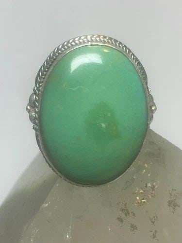 TURQUOISE RING TRIBAL CIGAR BAND STERLING SILVER WOMEN MEN 3: TURQUOISE RING TRIBAL CIGAR BAND STERLING SILVER WOMEN MEN 3 Turquoise ring tribal cigar band sterling silver women men Size 9.25 Weight 21.5g Length. 1" Width. 5/8" Thinnest part of band 5/32"