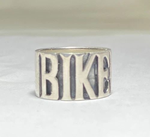 BIKER RING BIKER BAND WORD STERLING SILVER MEN WOMEN (1 of 2)